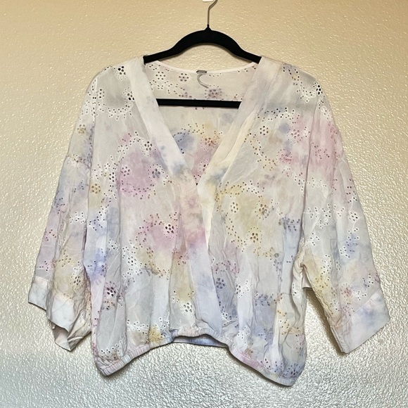 Young Fabulous & Broke Tops - Young Fabulous & Broke Eyelet Tia Cropped Kimono Top